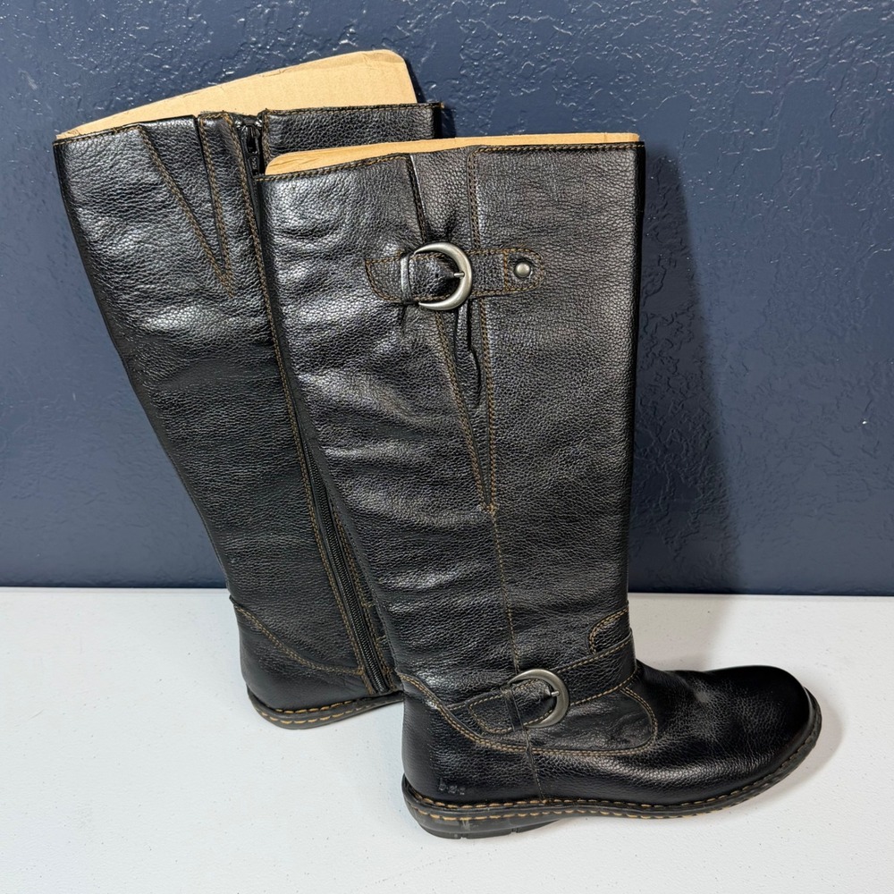 b.o.c. Knee High Riding‎ Boots 7.5 Black Leather Buckle Detail - Picture 5 of 9